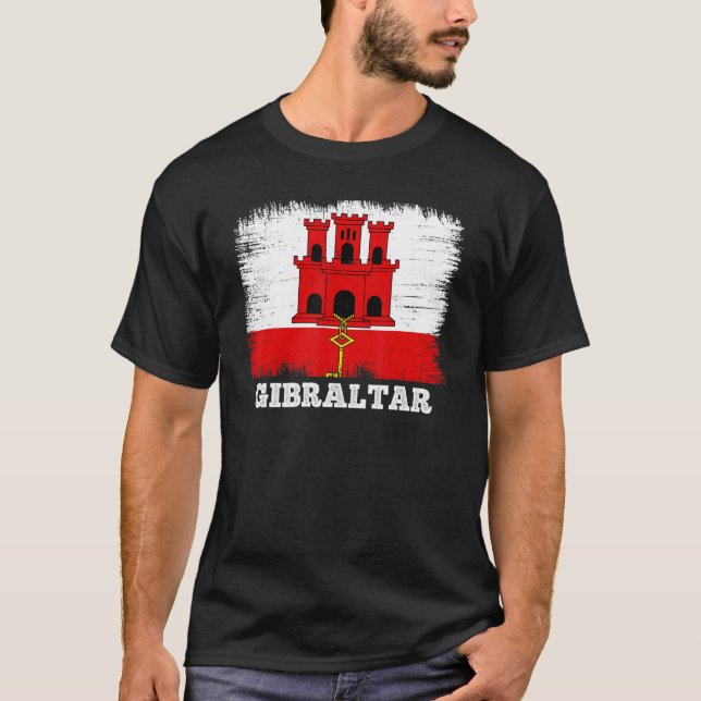 Camiseta Bandera de época Gibraltar Bandera retro Gibralta (Anverso)
