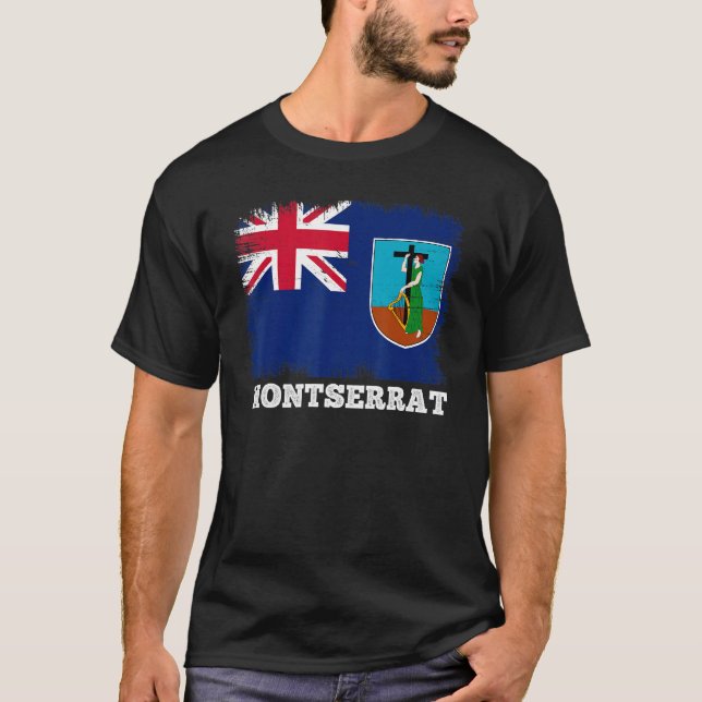 Camiseta Bandera de época Montserrat Bandera retro Montserr (Anverso)