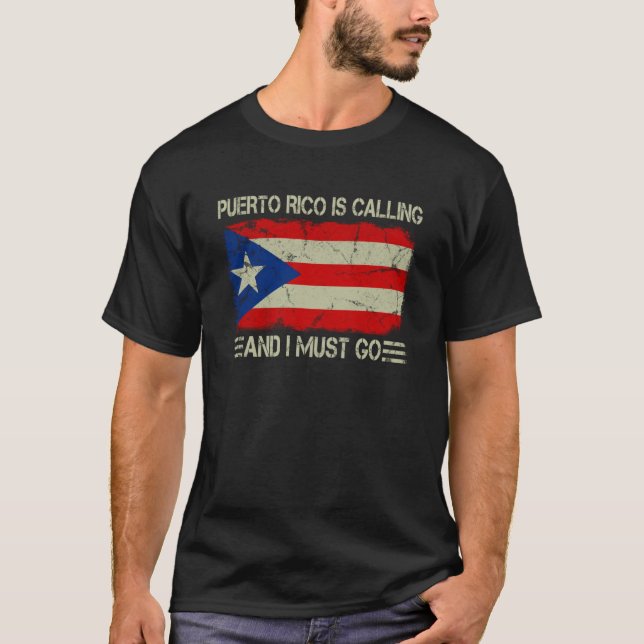 Camiseta Bandera de época que llama Puerto Rico y debo irme (Anverso)