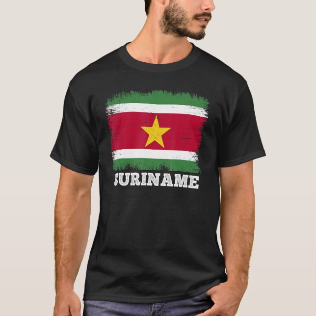 Camiseta Bandera de época Surinam Bandera retro de país Sur (Anverso)