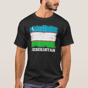 Camiseta Bandera de época Uzbekistán país bandera retro Uzb