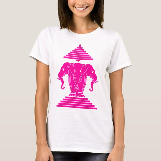 Camiseta Bandera de Erawan Pink Three Heheed Elephant Lao/L (Anverso)
