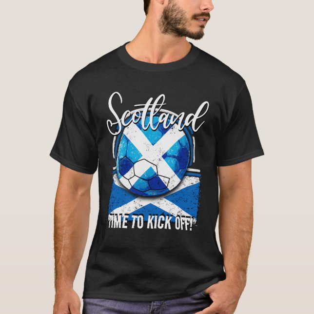 Camiseta Bandera de Escocia de fútbol, bola de fútbol retro (Anverso)