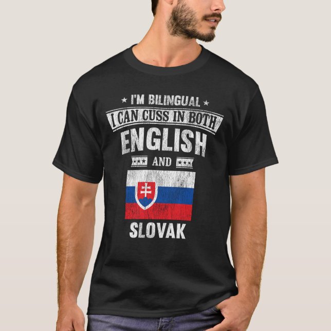 Camiseta Bandera de Eslovaquia divertida en inglés y eslova (Anverso)