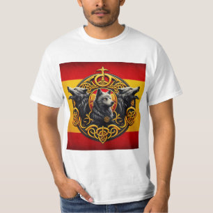 Camiseta Bandera de España con Círculo Celta y Tres Cabezas
