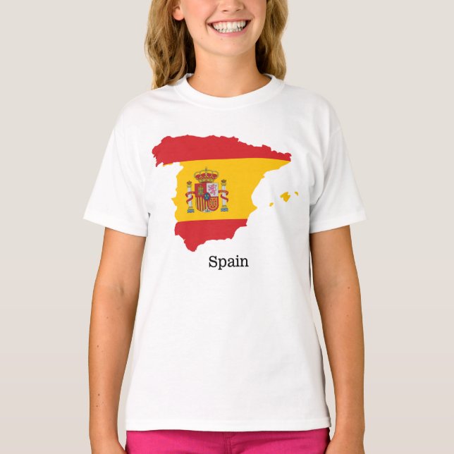 Camiseta Bandera de España en diseño de recuerdo de mapas (Anverso)