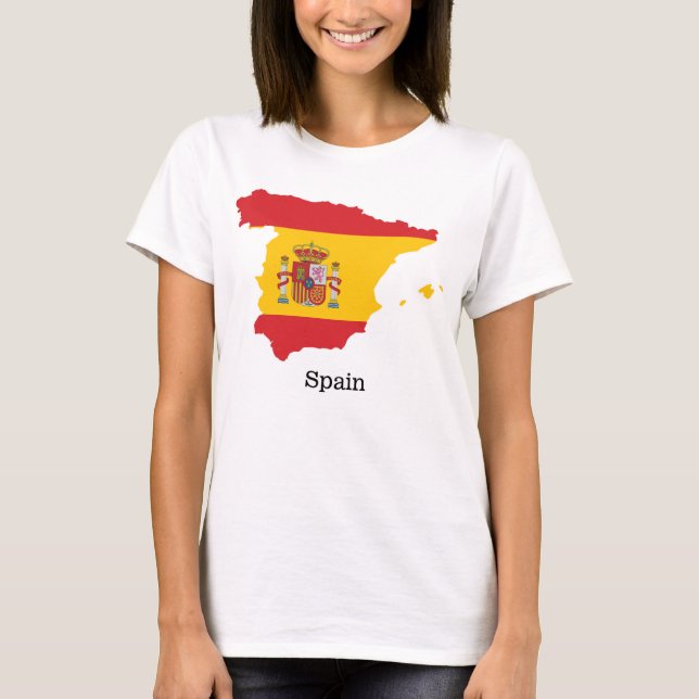 Camiseta Bandera de España en diseño de recuerdo de mapas (Anverso)
