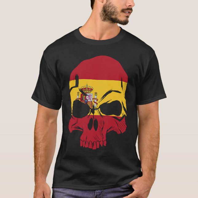 Camiseta Bandera de España Skull Barcelona España Cataluña  (Anverso)