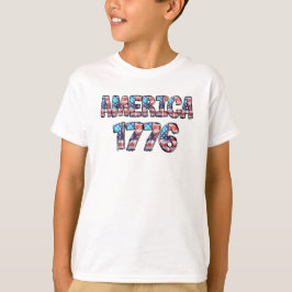 Camiseta Bandera de Estados Unidos 1776 y niños de fuegos a