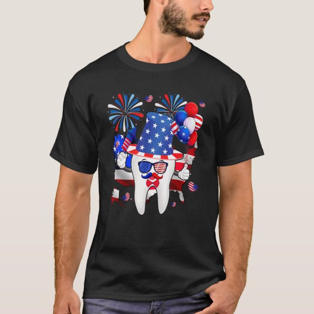 Camiseta Bandera de Estados Unidos 4 de julio Asistente Den (Anverso)