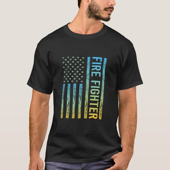 Camiseta Bandera de Estados Unidos amarilla azul - Combatie (Anverso)