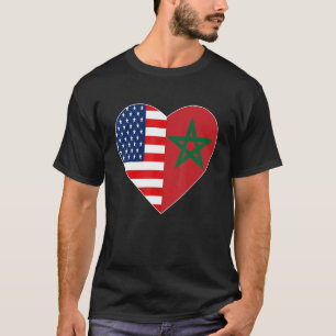 Camiseta Bandera de Estados Unidos Americano Amor Marruecos
