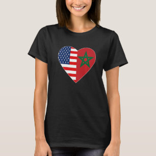 Camiseta Bandera de Estados Unidos Americano Amor Marruecos