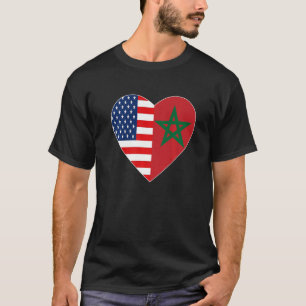 Camiseta Bandera de Estados Unidos Americano Amor Marruecos