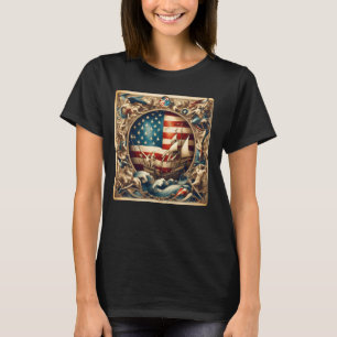 Camiseta Bandera de Estados Unidos, antiguo estilo de pintu
