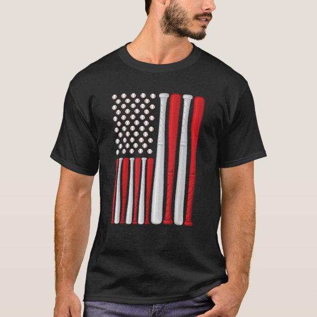 Camiseta Bandera de Estados Unidos Bandera de Béisbol Ameri (Anverso)
