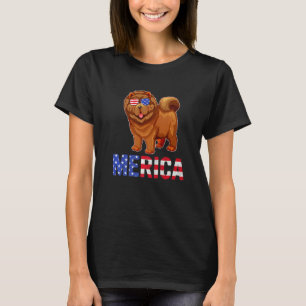 Camiseta Bandera De Estados Unidos Chow Chow Perro Sunglass