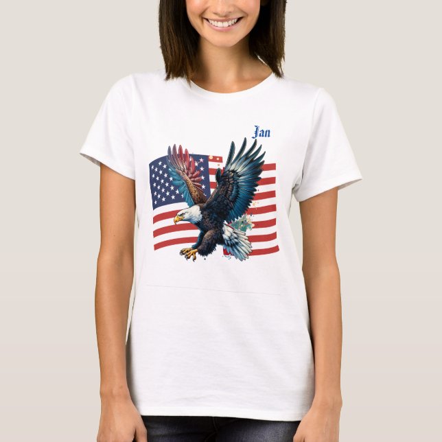 Camiseta Bandera de Estados Unidos con mujeres de águila no (Anverso)