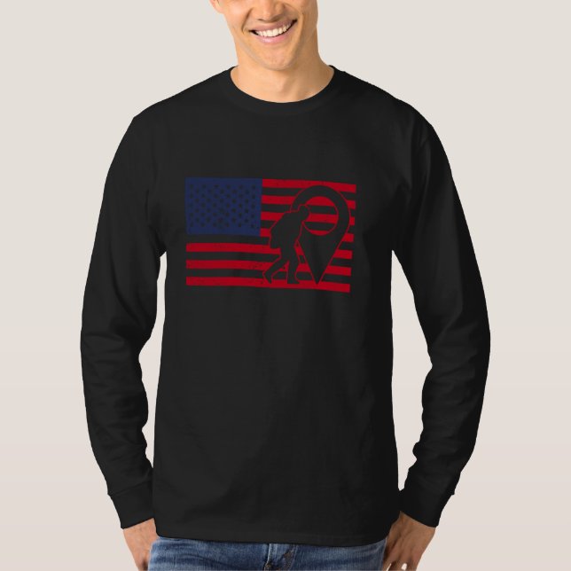 Camiseta Bandera de Estados Unidos con punto de destino geo (Anverso)