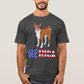 Camiseta Bandera de Estados Unidos de América Basenji Perro