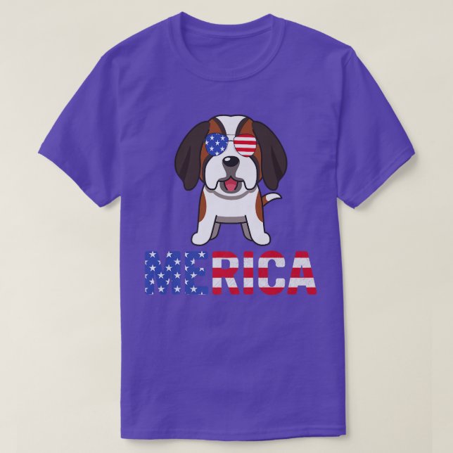 Camiseta Bandera de Estados Unidos de América Bernard Dog G (Diseño del anverso)