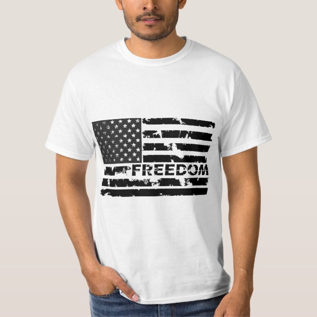 Camiseta Bandera de Estados Unidos de la Libertad Negra (Anverso)