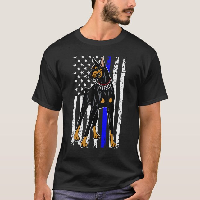 Camiseta Bandera de Estados Unidos de la Línea Azul delgada (Anverso)