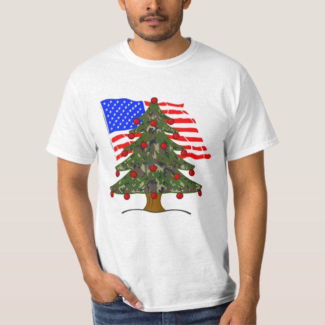 Camiseta Bandera de Estados Unidos de Navidades de camuflaj (Anverso)