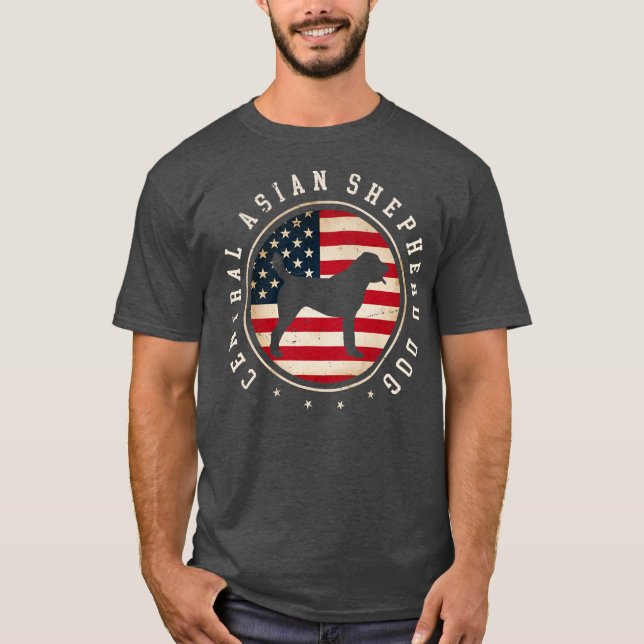 Camiseta Bandera de Estados Unidos de Pastor de Asia Centra (Anverso)