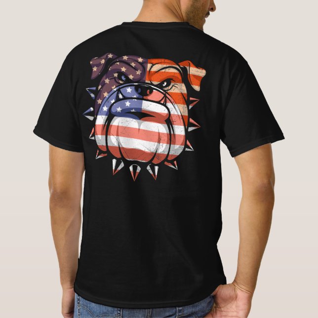 Camiseta Bandera De Estados Unidos Del 4 De Julio, Bulldog  (Reverso)