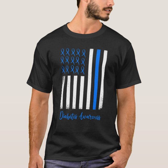 Camiseta Bandera de Estados Unidos Diabetes azules tipo 1 G (Anverso)