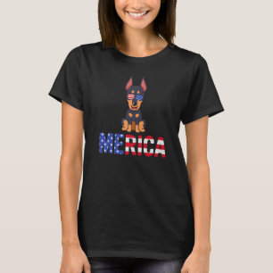 Camiseta Bandera De Estados Unidos Dobermann Perro Sunglass