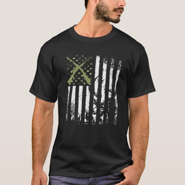 Camiseta Bandera de Estados Unidos en la caza de ciervos ne (Anverso)