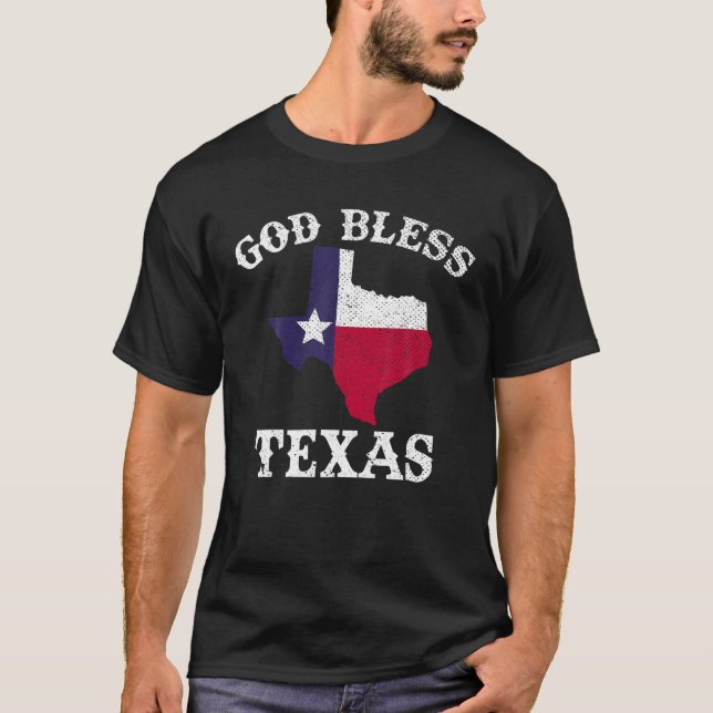 Camiseta Bandera de Estados Unidos en Texas Textos Dios ben (Anverso)