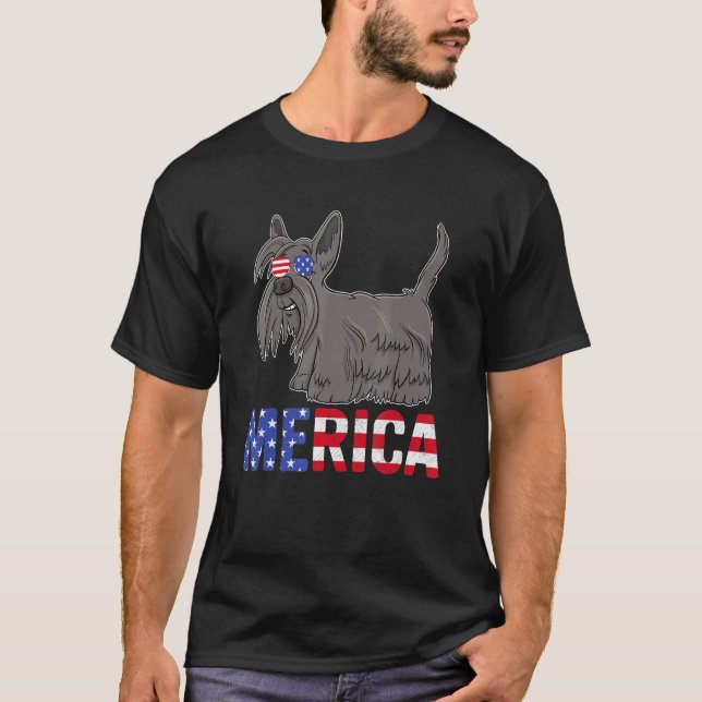Camiseta Bandera De Estados Unidos Escocia Terrier Gafas De (Anverso)