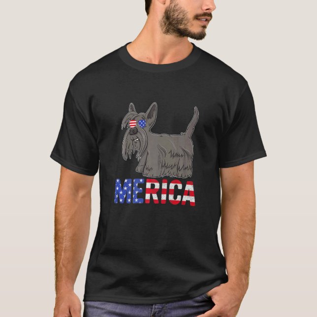 Camiseta Bandera De Estados Unidos Escocia Terrier Gafas De (Anverso)
