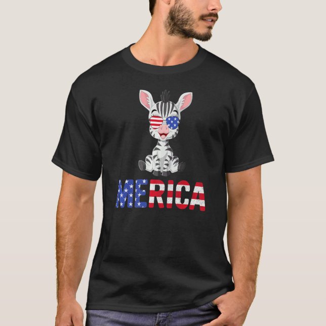 Camiseta Bandera De Estados Unidos Gafas De Sol De Cebra Pa (Anverso)