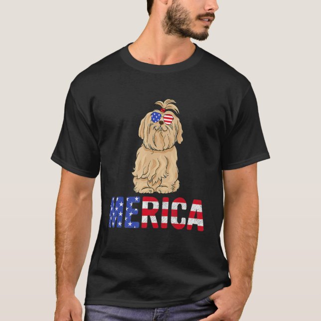 Camiseta Bandera De Estados Unidos Gafas De Sol De Perro Ma (Anverso)