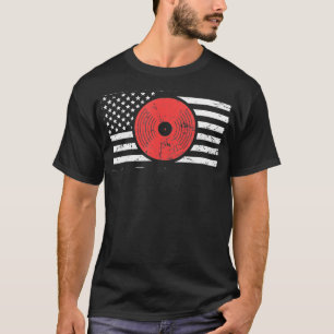 Camiseta Bandera de Estados Unidos Grabación de vinilo DJ 