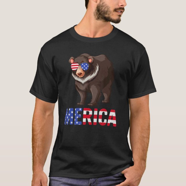 Camiseta Bandera De Estados Unidos Grizzly Bear Sunglass Pa (Anverso)