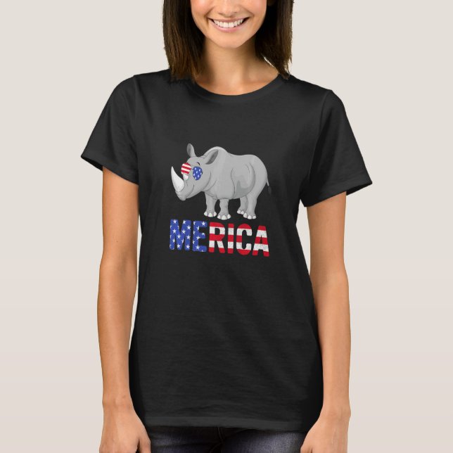 Camiseta Bandera De Estados Unidos Hippo Gafas De Sol Patri (Anverso)