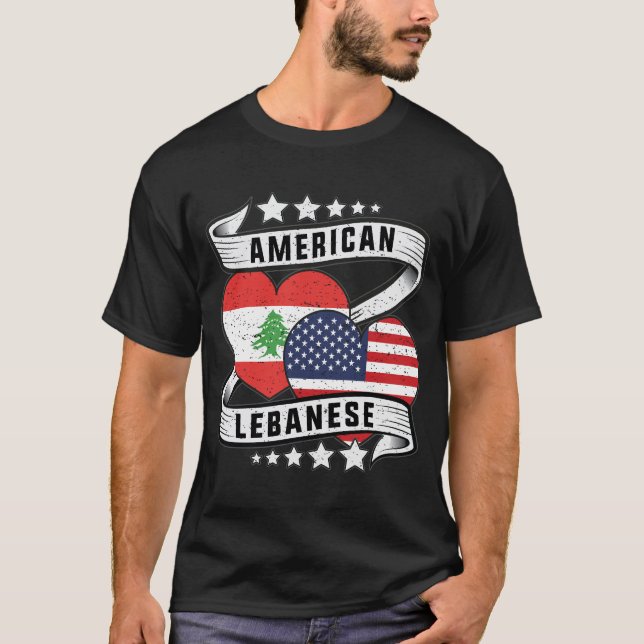 Camiseta Bandera de Estados Unidos Libanés (Anverso)