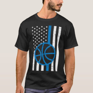 Camiseta Bandera de Estados Unidos Línea Azul Baloncesto Vi