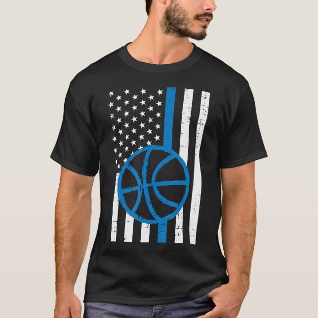 Camiseta Bandera de Estados Unidos Línea Azul Baloncesto Vi (Anverso)