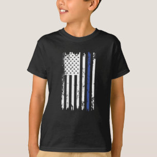 Camiseta Bandera de Estados Unidos - Línea azul delgada