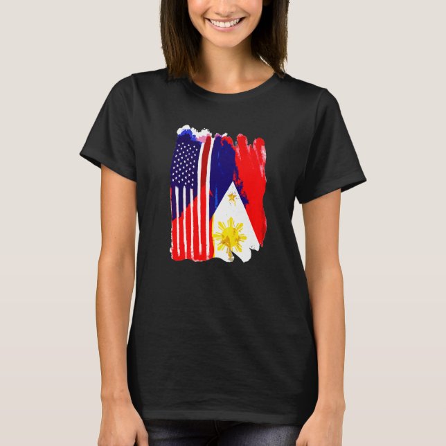 Camiseta Bandera de Estados Unidos mitad filipina norteamer (Anverso)