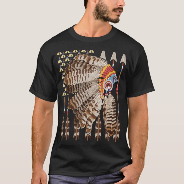 Camiseta Bandera de Estados Unidos Nativa Cherokee Patrióti (Anverso)