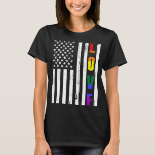 Camiseta Bandera de Estados Unidos Orgullo LGBT Lesbiana Ga