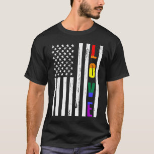 Camiseta Bandera de Estados Unidos Orgullo LGBT Lesbiana Ga