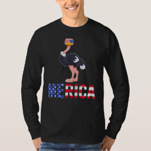 Camiseta Bandera De Estados Unidos Ostriches Gafas De Sol P